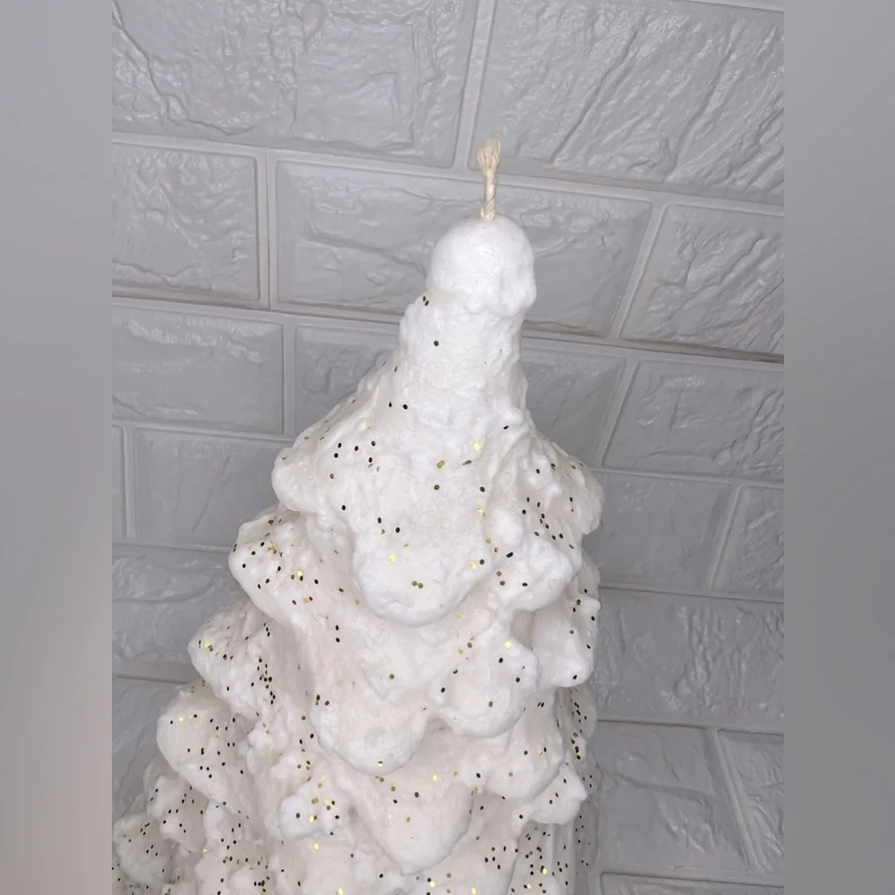 4lb Christmas Tree Candle Colonial Candle of Cape Cod Creamy White Glitter